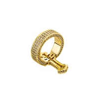 2R24030003 Nouvelle bague croisée tendance pour homme, micro-incrustée de zircon, en laiton, style hip-hop, haut de gamme, élégante, pour couple, fabricant direct