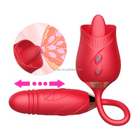 SacKnove Multi-Paar-Sexspielzeug: Klitoris-Sauger mit Zungenfunktion, Teleskop-Dildo in Rosenform, Saugvibrator für Frauen