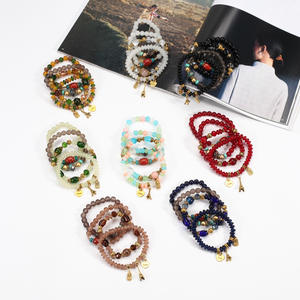Fashion <b>Beaded</b> <b>Bracelets</b> Set Multi Layer Crystal Rhinestone Love Charm Women's Gift Made In China - Product Image 2