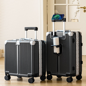 Valise à roulettes Yongsheng en aluminium, 18 pouces, couleur graphite, avec serrure à combinaison, roues universelles, pour voyages d'affaires - Product Image 5