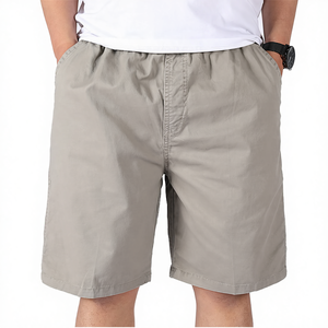 Summer 100% Cotton Breathable Nonwoven <b>Knee</b> Length Solid Mid Waist Loose Fit Casual Men's Eco-Friendly Sports Shorts OEM Service - Product Image 4