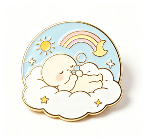 Bonito broche de metal dorado con diseño de nube y animal, esmaltado con arcoíris, accesorio de regalo artesanal - Product Image 3