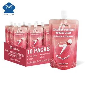 Zero Sugar Fat Collagen sehat Peptide rasa Lychee Drinkable Konjac Jelly dengan Vitamin C