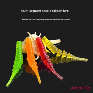 Leurre souple en plastique à queue aiguille 4cm 0.37g, appât ver segmenté, action de nage réaliste, pour la pêche au bar, en eau salée et en ruisseau - Product Image 1
