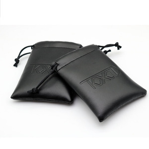 Black Emboss Leather <b>Drawstring</b> <b>Waterproof</b> <b>Bag</b> for Jewelry - Product Image 2