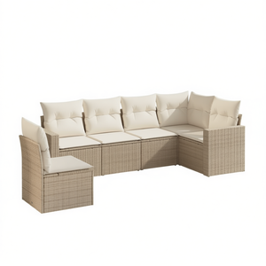 Ensemble de canapés de jardin en rotin beige, mobilier d'extérieur durable au design contemporain, coussins en mousse haute densité - Product Image 1
