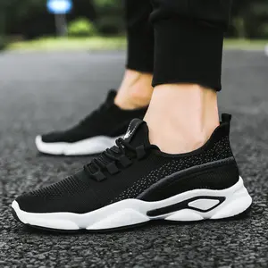 manufacturer small orders running breathable outdoor White black fashion comfortable sports men's sneakers gym shoes