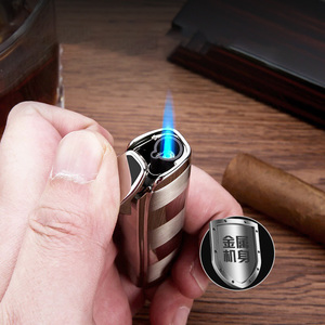 Briquet torche moderne en métal à flamme droite, coupe-vent, rechargeable au butane, écologique, pour cigares, cadeau pour homme, vente en gros - Product Image 2