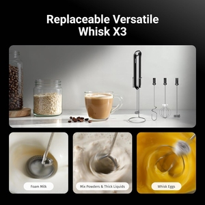Fouet <span class=keywords><strong>mousseur</strong></span> à lait à vitesse variable, baguette de <span class=keywords><strong>mousseur</strong></span> à café rechargeable avec double fouet détachable - Product Image 3