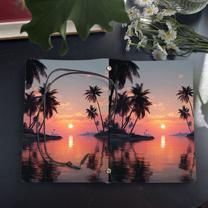 Cadeau d'événement de l'industrie des cahiers faits à la main A6 idéal pour les notes de séminaire et l'analyse des concurrents avec Sun Palm Trees Water Sky Pr - Product Image 4