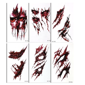ลายสักชั่วคราวแบบใหม่ ดีไซน์สร้างสรรค์ ปลอดภัยต่อสิ่งแวดล้อม ไม่ก่อให้เกิดรอย<span class=keywords><strong>แผล</strong></span>เป็น สติ๊กเกอร์ฮาโลวีน ของชำร่วยงานปาร์ตี้ ของขวัญส่งเสริมการขาย - Product Image 6