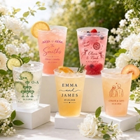 Gobelets en plastique givré personnalisés 12oz 16oz – Gobelets de fête de mariage sur mesure avec noms et date pour réceptions et événements de mariage