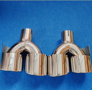 Embout d'échappement chromé poli de 4 pouces en forme de Y, poisson <span class=keywords><strong>volant</strong></span>, coupe inclinée, en acier inoxydable, double embout de silencieux, tuyau d'échappement de voiture - Product Image 5
