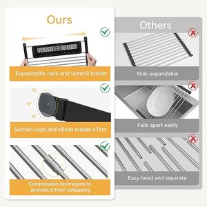 Expandable Roll-Up Dish <b>Drying</b> <b>Rack</b> with Expandable Storage Basket Dish Drainer <b>Drying</b> <b>Rack</b> Foldable Stainless Steel Drainer - Product Image 2