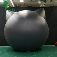 Ballon publicitaire gonflable personnalisé en forme de chat noir Hongyi 2026, en bâche PVC, avec logo LED
