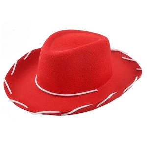 Chapeau de protection solaire d'extérieur vintage pour homme Chapeau en jean western unisexe Chapeau de cowboy en <span class=keywords><strong>feutre</strong></span> marron rouge réglable pour enfants - Product Image 2
