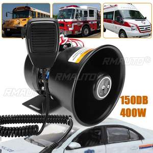 Bocina de Alarma de 12V 400W 150dB con 9 Tonos, Sirena de Policía para Auto + Micrófono, Altavoz PA, Campana Electrónica con Volumen Ajustable y Función de Grabación - Product Image 2
