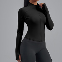 Veste de sport zippée grande taille en spandex/polyester, extensible dans les quatre sens, respirante, séchage rapide, coupe ajustée, vêtements de yoga pour femmes, OEM et ODM personnalisés