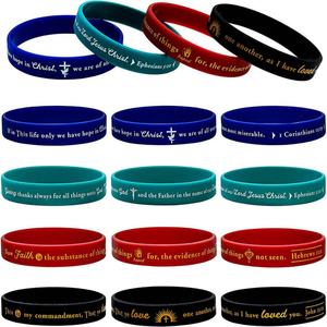 Bracelets en silicone avec citations bibliques inspirantes pour hommes et femmes, croyances religieuses, bracelets en caoutchouc souple, bracelets promotionnels - Product Image 4