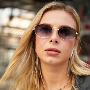Maidis Small Oval Sunglasses Metal Frame Gold Color UV400 Women's Fashion Sunshades - Product Image 3