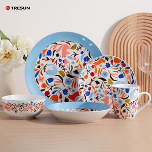 TRESUN 16pcs 24pcs Printing Ceramic <b>Dinnerware</b> for House and Hotel Decal Porcelain Dinner Set Service for 4 - Product Image 1