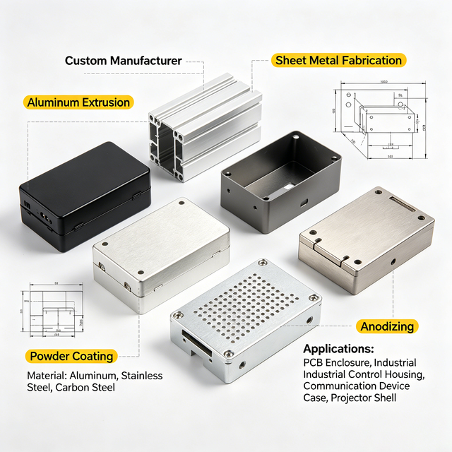 Industrial Wall Mounted CNC Milling Anodized Aluminum Extrusion Enclosure Electrical Project Box PCB Housing