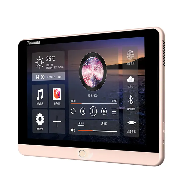 Thinuna WP-6208 Pa Audio Systeem Dual Zone Acht Luidsprekers Aansluiting 7 "Touchscreen Muziekspeler Muurversterker Met Android