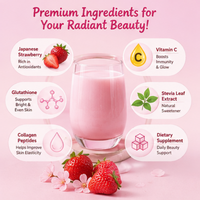 Article populaire : Boisson beauté au lait de collagène et protéines, saveur fraise japonaise, en sachet, pour améliorer le teint terne de la peau