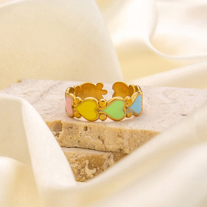 Anillo Abierto Chapado en Oro con Forma de Corazón, Joyería de Moda para Mujer, Regalo Estilo INS - Product Image 3