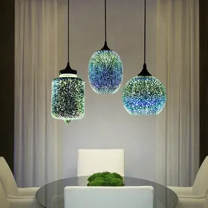 โคมไฟแขวนเพดานสไตล์นอร์ดิกสีสันสดใส,หลอดไฟ LED 3D ทันสมัยสำหรับห้องครัวร้านอาหารห้องนั่งเล่น E27