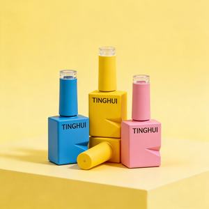 ขวดแก้วสี่เหลี่ยมสีมาการองสำหรับเติมน้ำยาทาเล็บ บรรจุภัณฑ์เครื่องสำอางหรูหราพร้อมโลโก้สั่งทำพิเศษ สำหรับความงาม - Product Image 3