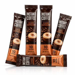 Custom Printed Three Side Seal Flat Pouch Heat Seal Sample Powder Packaging Bag Individually Served Instant Coffee <strong>Sachet</strong> - Product Image 1