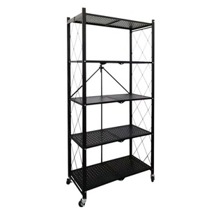 Rack dobrável multicamada de metal, prateleira dobrável para livro, rack dobrável de cozinha com rotação