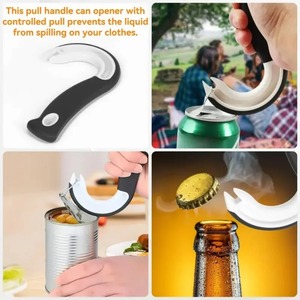 Ouvre-boîtes portable en forme de J à prise facile, outils de cuisine antidérapants pour ouvrir les bocaux, ouvre-couvercles, ouvre-boîtes à anneau, multifonctionnel - Product Image 5