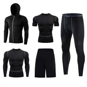 Ensemble de survêtement sportif léger à capuche pour homme, séchage rapide, coupe régulière, manches longues, fermeture éclair, idéal printemps - Product Image 3