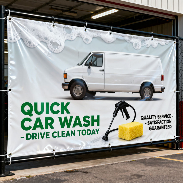 18oz Portable Outdoor Waterproof Eco-Friendly Retractable Car Wash Vinyl Banner Automotive Service Digital Printing Garage