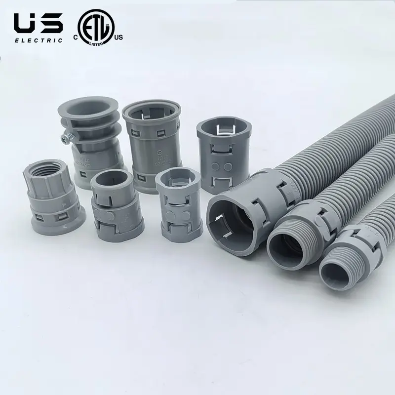 PVC Electrical Nonmetallic Tubing Pipe Corrugated ENT Couplings Snap-in ENT Threaded Terminal Adapters Conduit Fittings