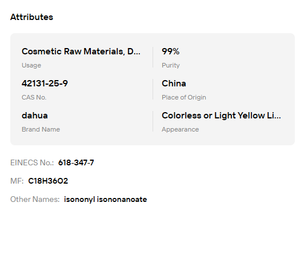 Huile Synthétique Isononyl Isononanoate de Qualité Cosmétique 99% pour Cosmétiques et Produits de Soins Personnels - Meilleures Ventes - Product Image 6