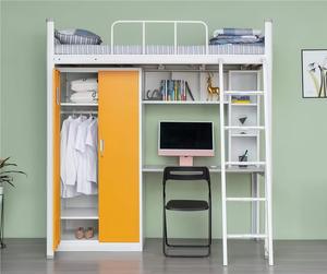 Dortoir appartements <span class=keywords><strong>lit</strong></span> Double <span class=keywords><strong>pont</strong></span>, Loft métallique <span class=keywords><strong>lit</strong></span> superposé <span class=keywords><strong>avec</strong></span> <span class=keywords><strong>bureau</strong></span> chaise - Product Image 2