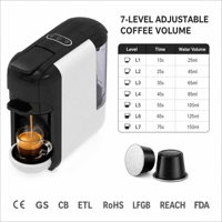 Machine à café à capsules compacte et mini, 0,65 L, réservoir d'eau amovible, multi-fonctions pour la maison, le dortoir, le bureau