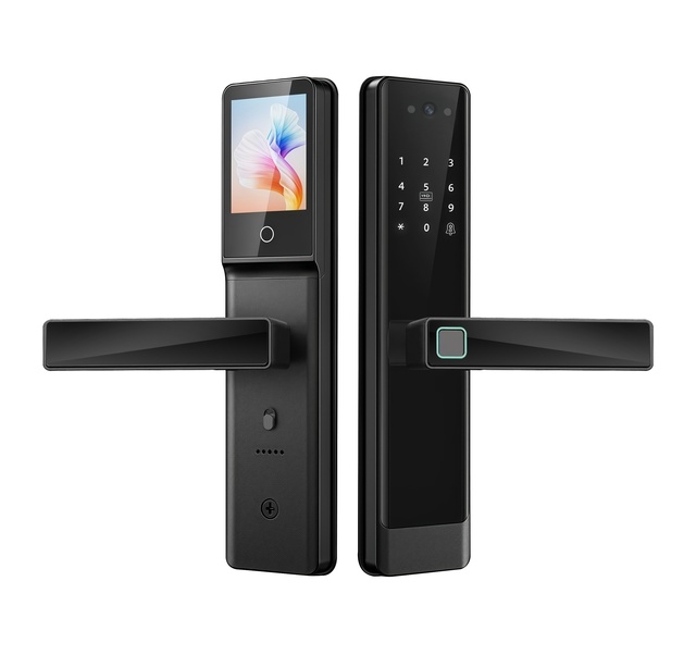 KK Tuya WiFi Smart Door Lock with Fingerprint Unlock Camera Memory Card Storage Code & Key Access Aluminum Material App Control