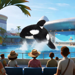 V247ตุ๊กตาวาฬเพชฌฆาตนุ่มนิ่มสุดนุ่มออกแบบได้เองสีดำน่ารักสำหรับเด็กของขวัญวันเกิด - Product Image 4