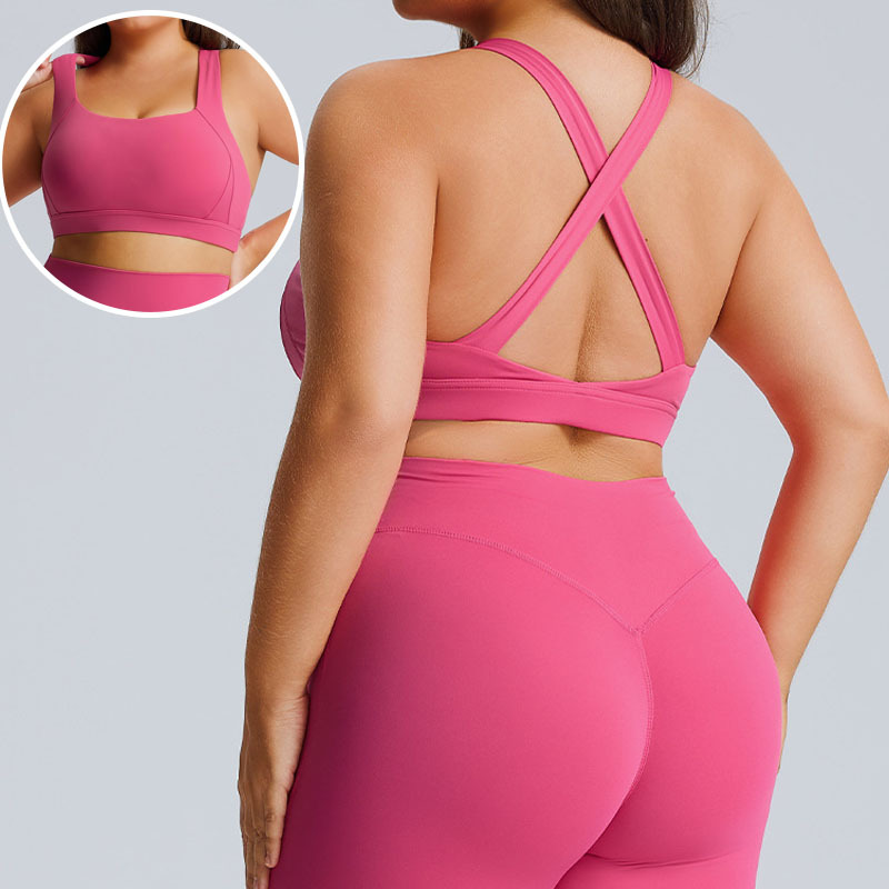 New Trend Plus Size Reversible Cross Back Seamless Shockproof Yoga Crop Top Women Breathable Quick Dry Sports Vest Lightweight