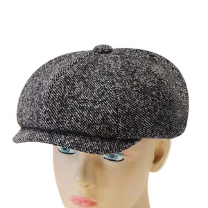 Beret Ivy Cap For Men Custom Wholesale Polyester Fashion Warm Wool Flat Hat Men's Newsboy Hat