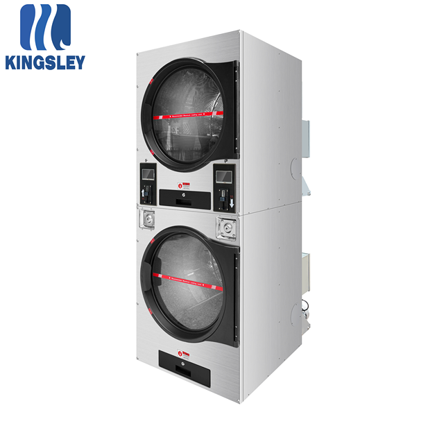 Commercial Stainless Steel Laundromat Equipment 15kg Stacked Dryer Double Drying Machine