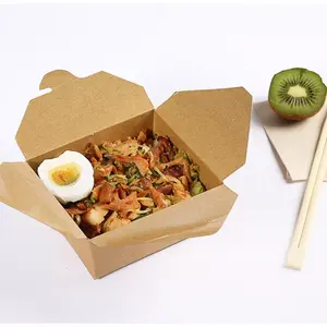 Gres kaçak dayanıklı kağıt çıkar gıda kapları çıkar kutuları ile kendi Logo gitmek için konteynerler için restoran Catering