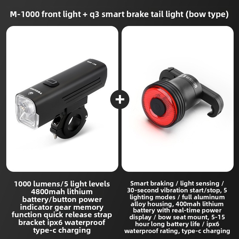 Phare avant M-1000 lumens - Feu arrière Q3 - Style arc assis
