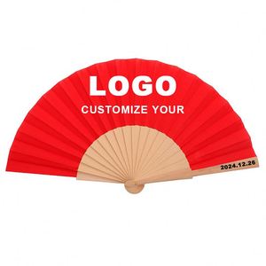 Abanico Plegable de Madera Rojo de Alta Calidad QM, Abanico de Madera para Regalo de Viaje, Abanico de Madera con Logotipo Personalizado, Abanico de Madera para Boda - Product Image 1