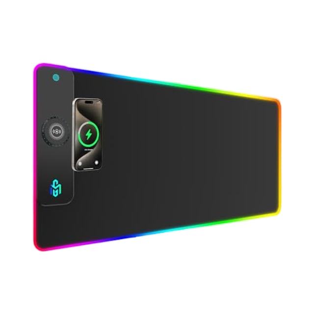 GIM 15W RGB Wireless Charging Extra Large Gaming Mouse Pad 900x400x4MM 10 Light Modes Non-Slip Rubber Base for PC Laptop