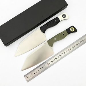 Juego de cuchillos de cocina de acero inoxidable, 2 piezas, hoja de punta caída, grado industrial, con mangos negros y verdes para cocinar - Product Image 1